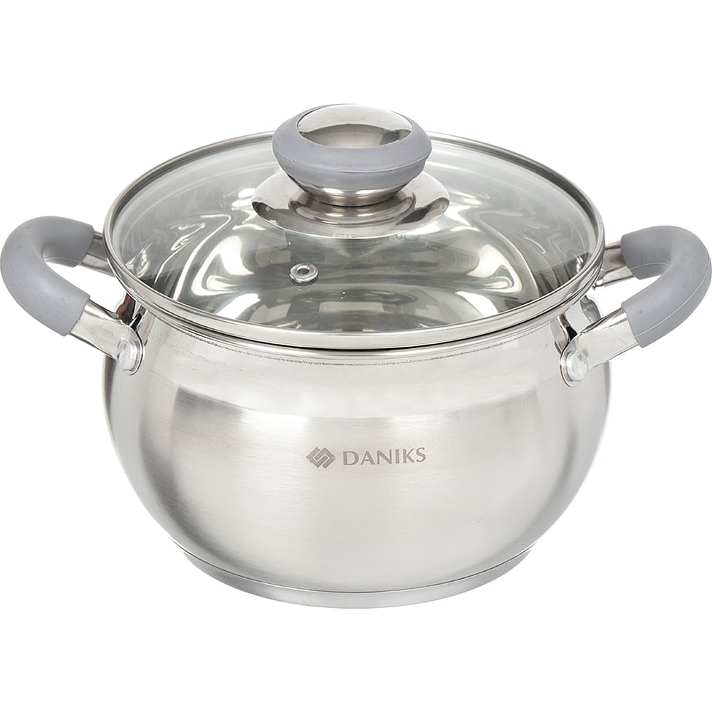 Изображение товара Кастрюля DANIKS 2 л нержавеющая сталь стеклянная крышка современный дизайн