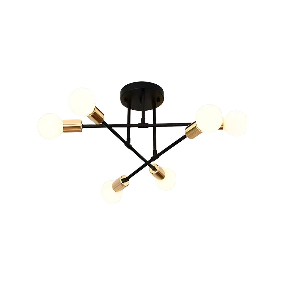 Изображение товара Люстра Балтийский светлячок 6 рожков без плафонов черно-золотая модель L-06CHZ стиль лофт