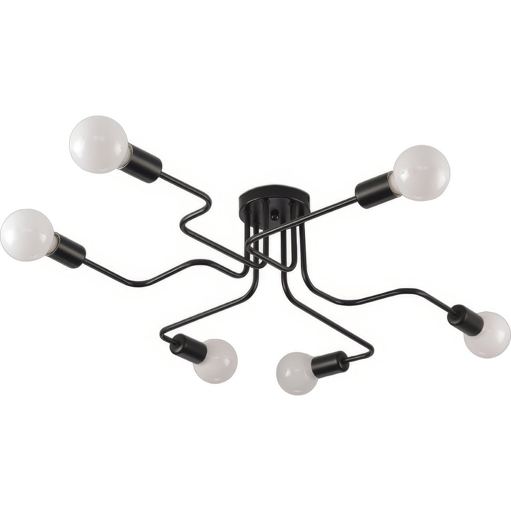 Изображение товара Люстра Балтийский светлячок 6-рожков черная асимметрия 100 см стиль лофт