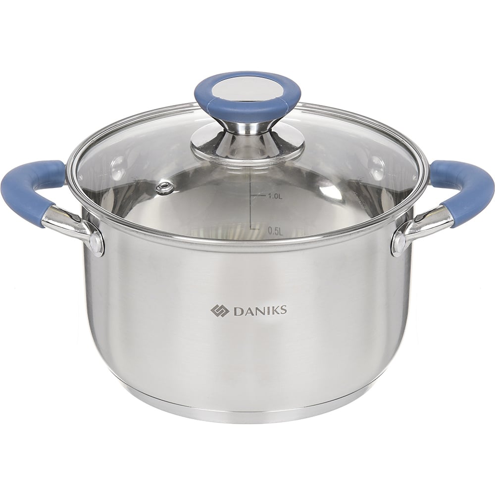 Изображение товара Кастрюля DANIKS 2.9 л, нержавеющая сталь, крышка стекло, сиена, sd-a93-18, индукция 352051