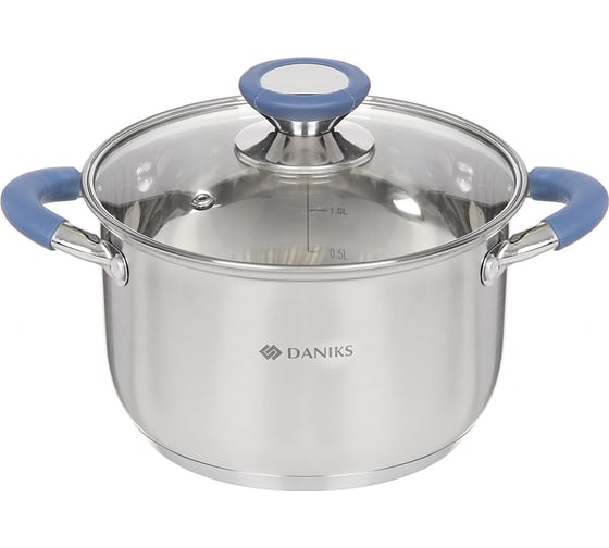 Изображение товара Кастрюля DANIKS 2.9 л, нержавеющая сталь, крышка стекло, сиена, sd-a93-18, индукция 352051