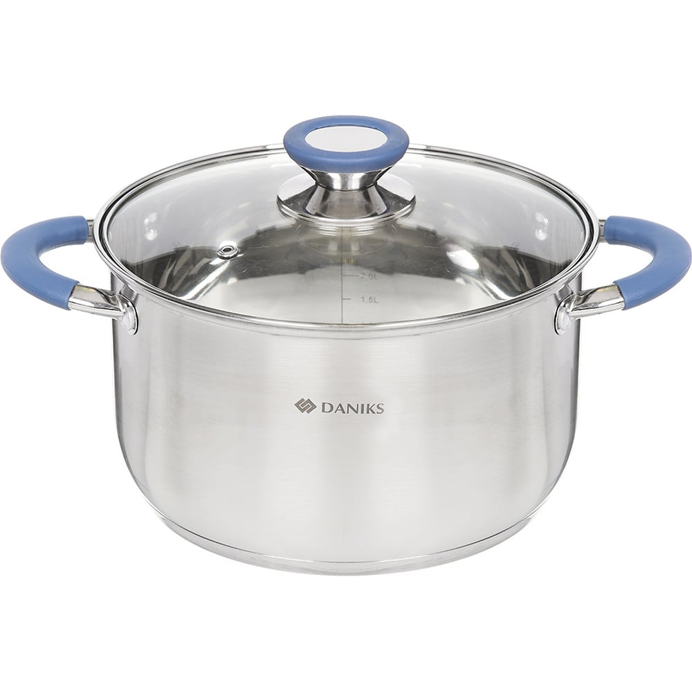 Изображение товара Кастрюля DANIKS 4.75 л, нержавеющая сталь, крышка стекло, сиена, sd-a93-22, индукция 352053