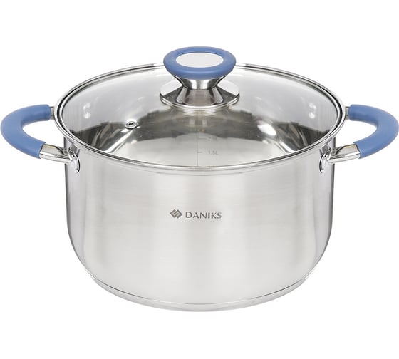 Изображение товара Кастрюля DANIKS 4.75 л, нержавеющая сталь, крышка стекло, сиена, sd-a93-22, индукция 352053