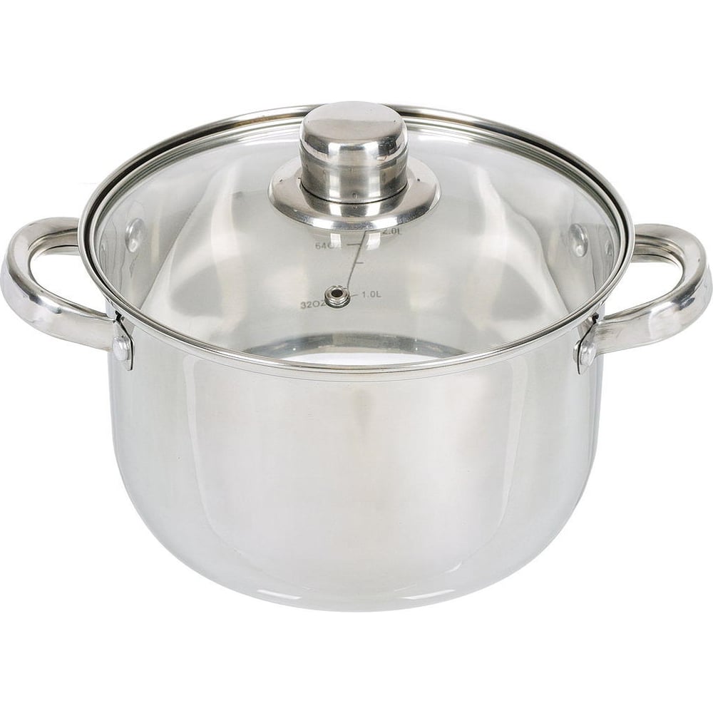 Изображение товара Кастрюля DANIKS 3.7 л нержавеющая сталь стеклянная крышка для газовых и электрических плит