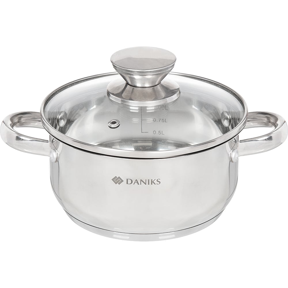 Изображение товара Кастрюля DANIKS 1.5 л из нержавеющей стали для газовых и индукционных плит