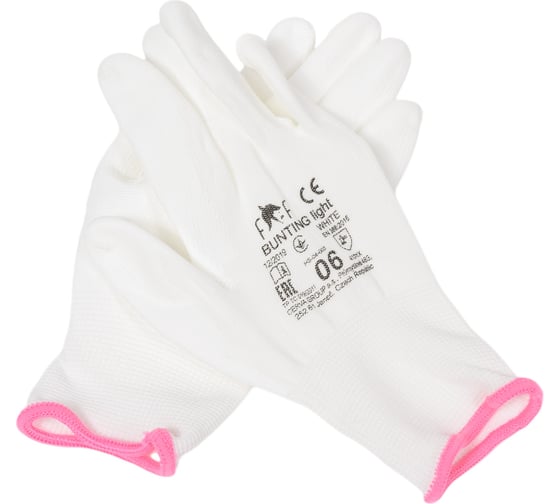Изображение товара Перчатки CERVA нейлоновые с полиуретановым покрытием, белые, 6 размер HS 04-003-06