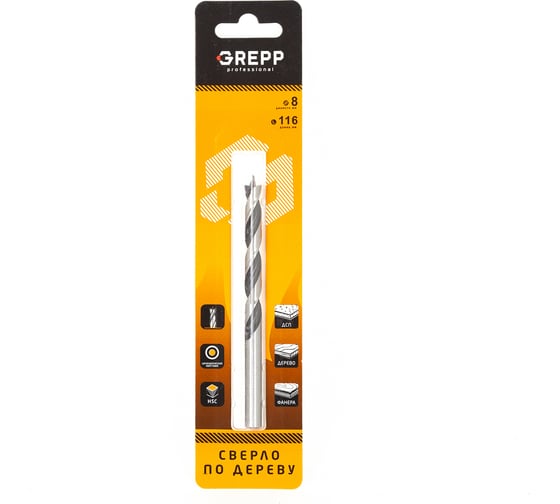 Изображение товара Cверло по дереву 8х115 мм GREPP 302-08115