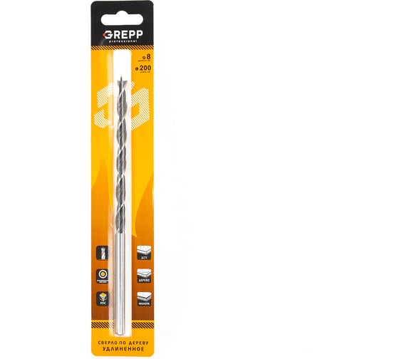 Изображение товара Cверло по дереву 8х200 мм GREPP 303-08200
