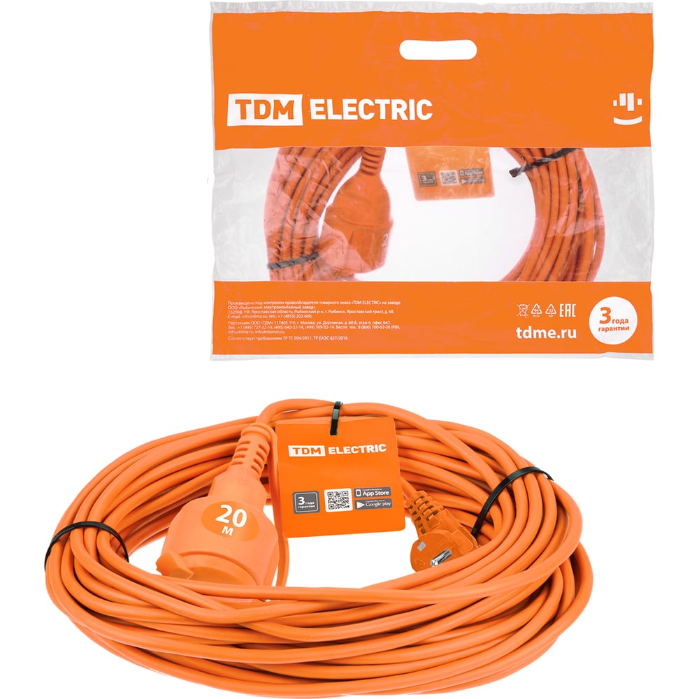 Изображение товара Силовой удлинитель-шнур TDM ELECTRIC УШз16 20м