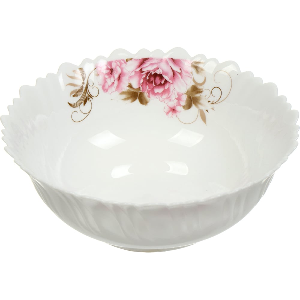 Изображение товара Стеклокерамический салатник DANIKS 18 см, белый, цветы