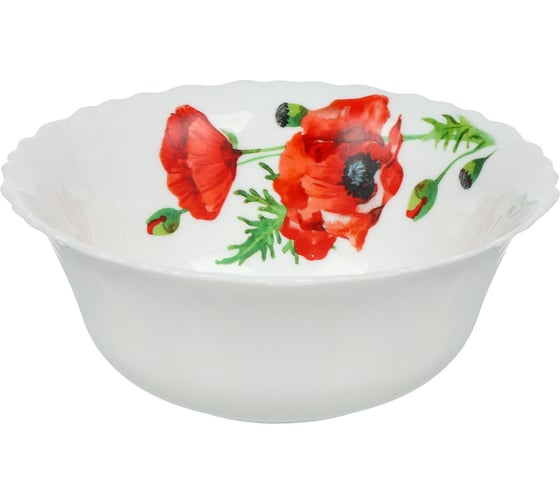 Изображение товара Салатник DANIKS стеклокерамика, круглый, 15 см, 0.415 л, алый мак, lhw60/k1929 448958