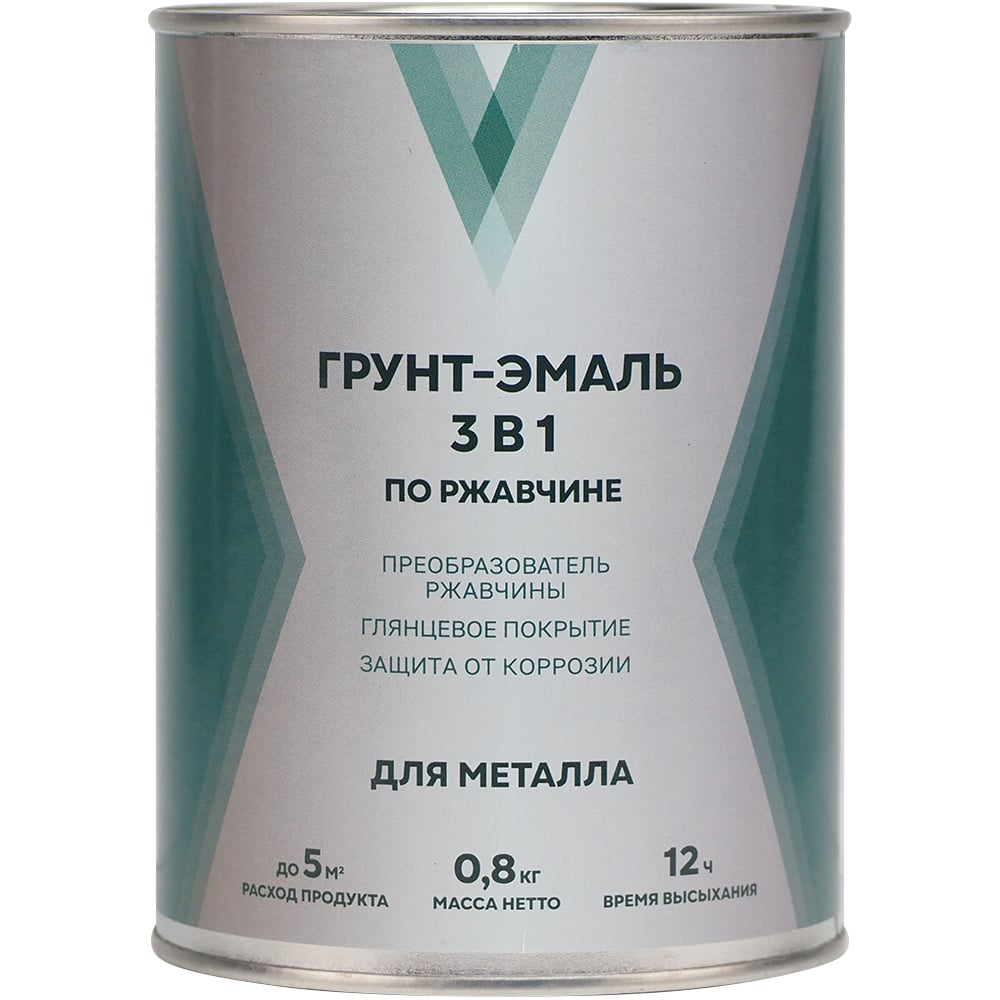 Изображение товара Грунт-эмаль по ржавчине 3 в 1 V матовая, 0.8 кг, белая 262323