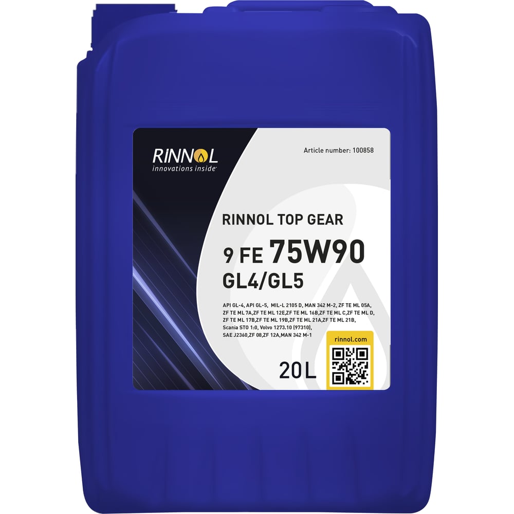 Изображение товара РИННОЛ ТОП GEAR 9 FE 75W90 синтетическое трансмиссионное масло 20 л