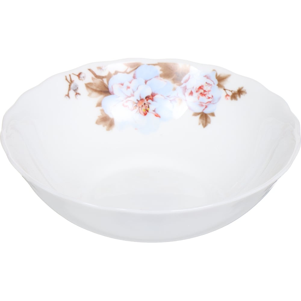 Изображение товара ДАНИКС Стеклокерамический салатник 15 см белый цветочный дизайн микроволновка посудомоечная