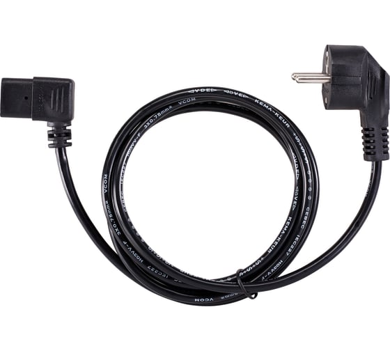 Изображение товара Кабель питания компьютера VCOM угловой - розетка угловая, 220v, eu vde 3gх0.75mm2, 1.8m, медь CE021R-CU0.75-1.8M