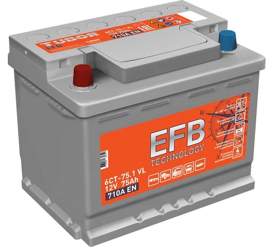 Изображение товара Аккумулятор TUBOR EFB 6СТ-75.1 VL 4607008885750