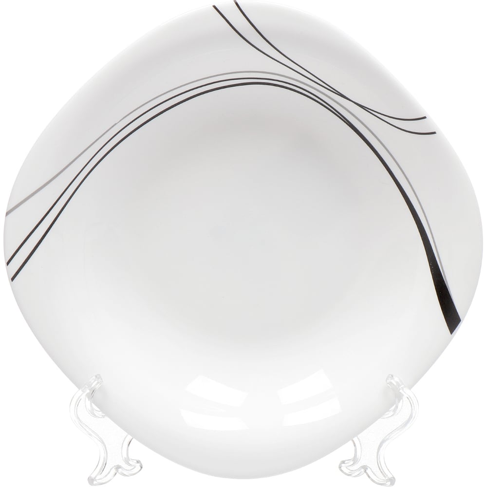 Изображение товара Тарелка суповая DANIKS стеклокерамика 21 см квадратная белая с рисунком