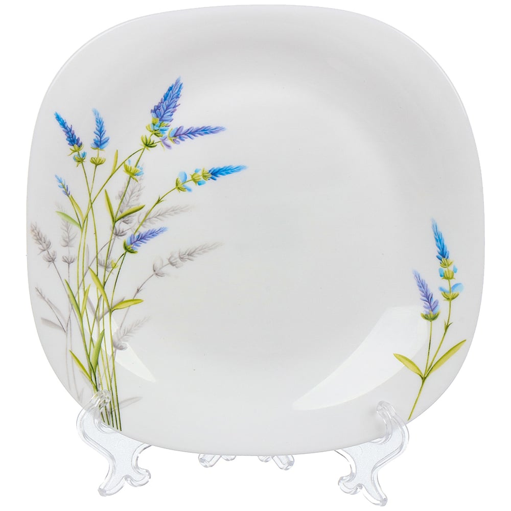 Изображение товара Десертная тарелка DANIKS из стеклокерамики 19 см квадратная белая с рисунком