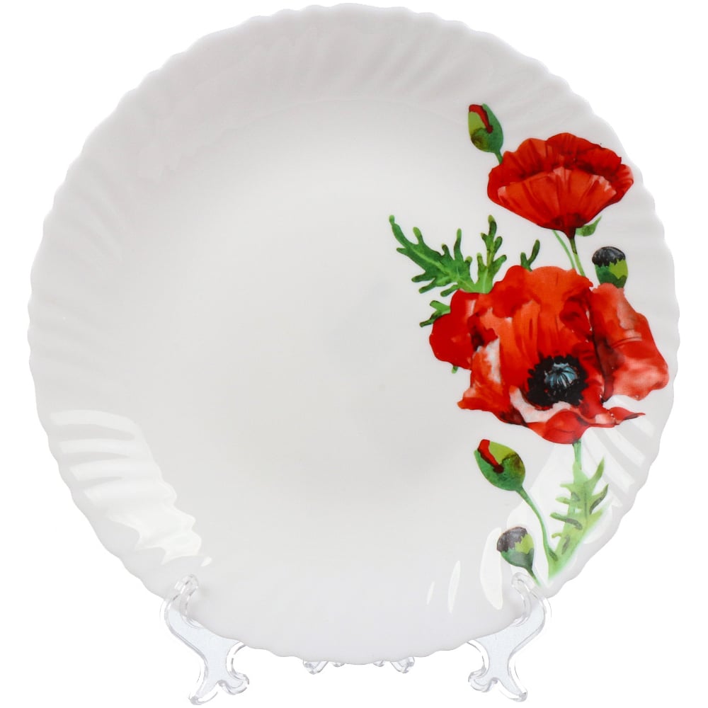 Изображение товара Обеденная тарелка DANIKS стеклокерамика 24 см круглая белая с рисунком