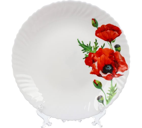 Изображение товара Тарелка DANIKS обеденная, стеклокерамика, 24 см, круглая, алый мак, lhp95/k1929 448957