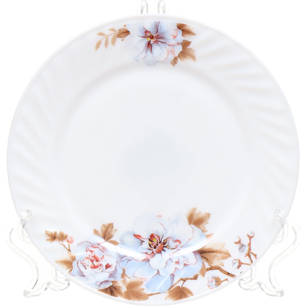 Изображение товара Десертная тарелка DANIKS из стеклокерамики 18 см круглая дизайн цветы