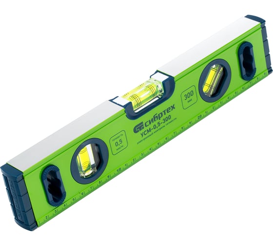 Изображение товара Алюминиевый фрезерованный уровень, 3 глазка, магнитный, 300 мм СИБРТЕХ УСМ-0,5-300 34111