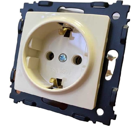 Изображение товара Розетка Econ Камелия 2П+З 16А 250В с заземлением кремовая без рамки K004BC