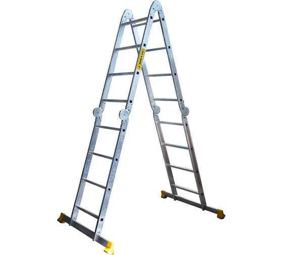 Изображение товара Шарнирная алюминиевая четырехсекционная профессиональная лестница Алюмет 4х4.ступеней Серия TW1 444