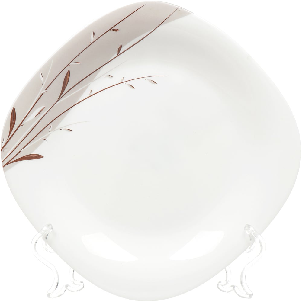 Изображение товара Десертная тарелка DANIKS из стеклокерамики 19 см квадратная белая с рисунком