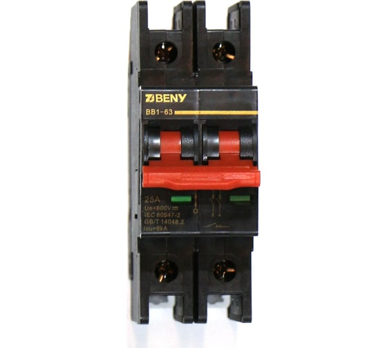 Изображение товара Автоматический выключатель постоянного тока ZJBeny 2П 25А В 600V характеристика В, BB1-63 2P 25 600V