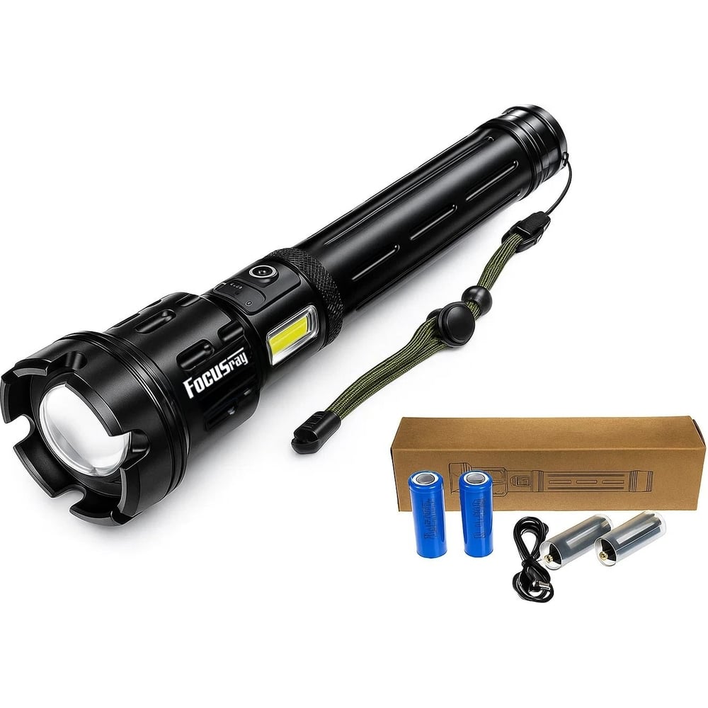Изображение товара Фонарь Focusray 1260 30Вт xp90 с функцией Zoom и аккумуляторами 26650