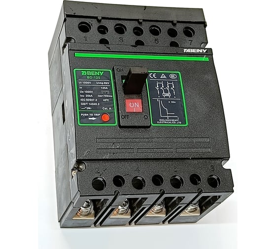 Изображение товара Автоматический выключатель постоянного тока ZJBeny 4P 125А 1000V, BD-125 4P 125А 1000V