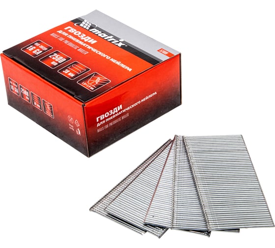 Изображение товара Гвозди для пневматического нейлера (16GA, сечение 1,6х1,4, длина 38 мм, 2500 шт.) MATRIX 57609