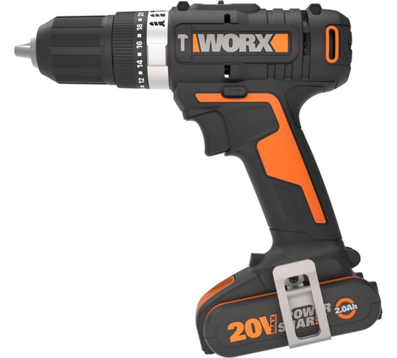 Изображение товара Ударная аккумуляторная дрель-шуруповерт WORX 50 Нм, 20 В, 2 Ач x 2, ЗУ 2 А, кейс WX370