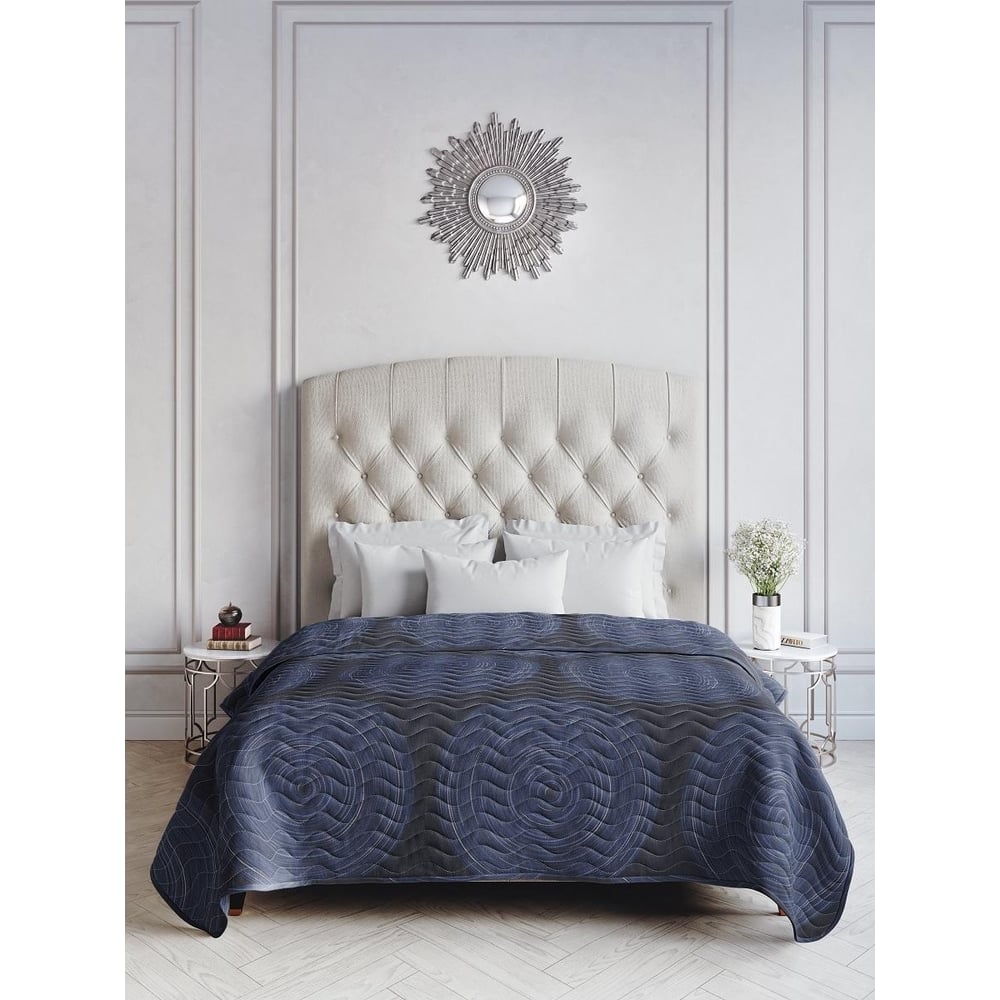 Изображение товара Покрывало Ночь Нежна Инфинити серое 180x215 см поплин стеганое двухстороннее