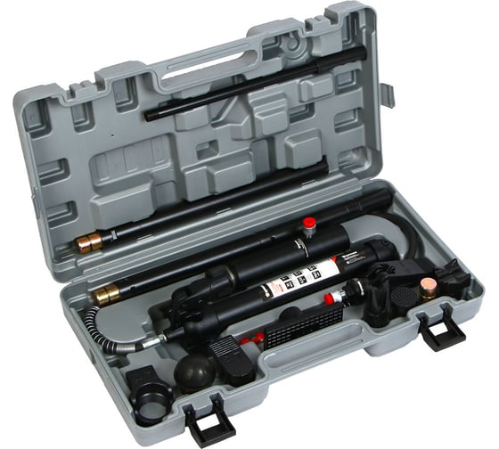 Изображение товара Гидравлическая растяжка ЕРМАК 10 т, набор из 17 предметов, 7 сменных насадок, в пластиковом кейсе 690-082