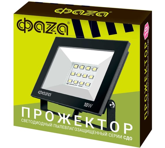 Изображение товара Светодиодный прожектор ФАZА СДО-20 10Вт 6500К IP65 230В BL ДО прозр. закален. стекло 5047242