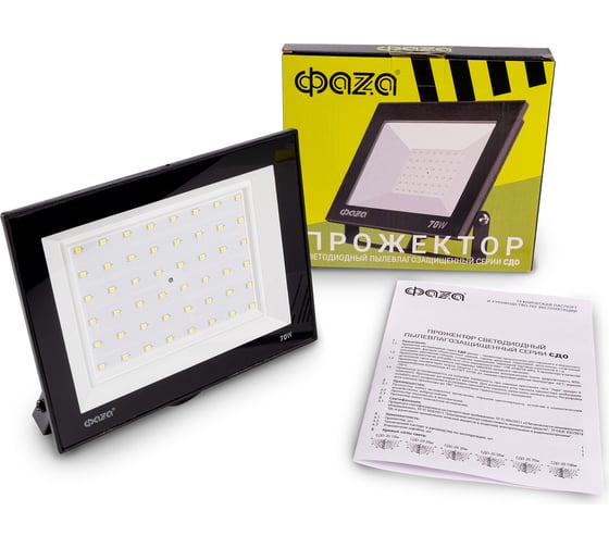 Изображение товара Светодиодный прожектор ФАZА СДО-20 70Вт 6500К IP65 230В BL ДО прозр. закален. стекло 5047327