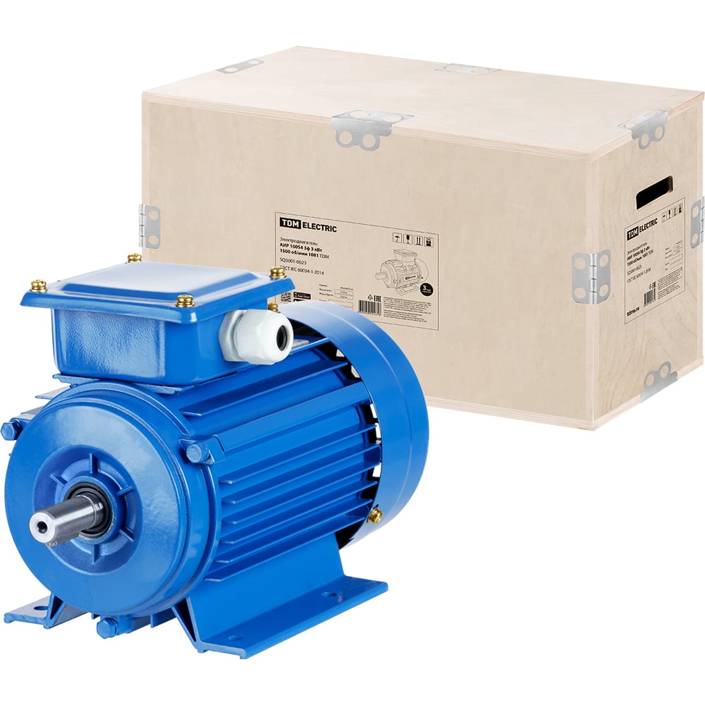 Изображение товара Электрический двигатель TDM ELECTRIC АИР 100S4 3 кВт 1500 об/мин рабочий для промышленности