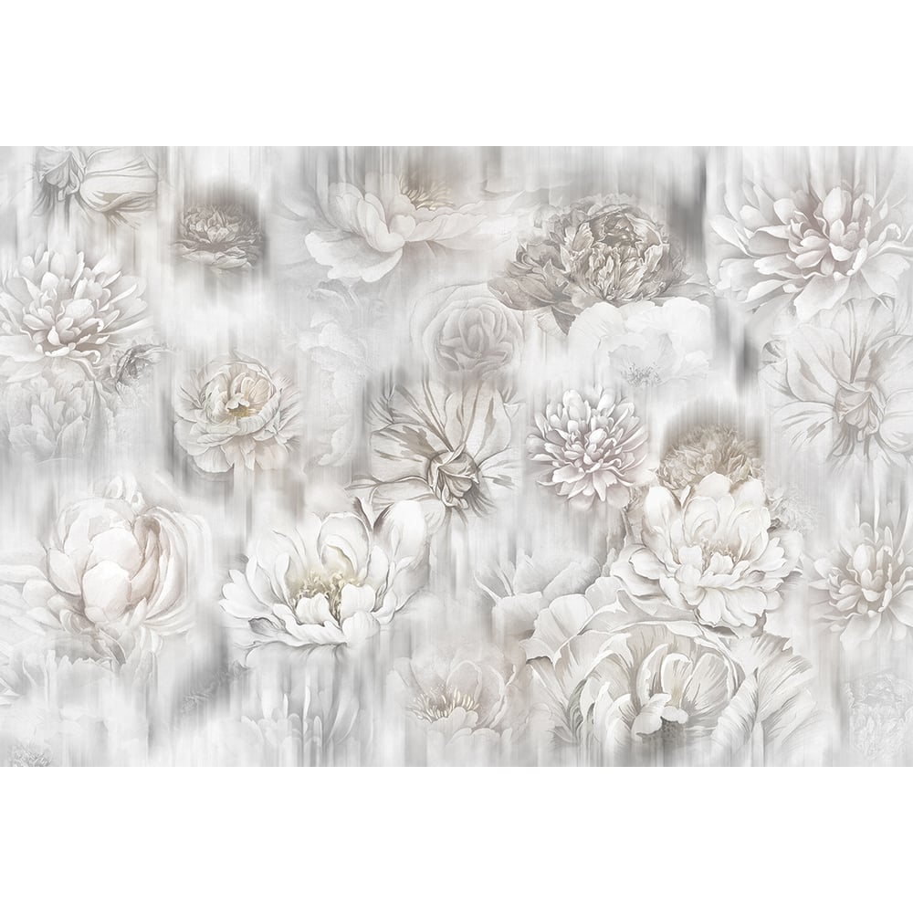 Изображение товара Фотообои для интерьера 3.97x2.7 м с рисунком цветов на сером фоне