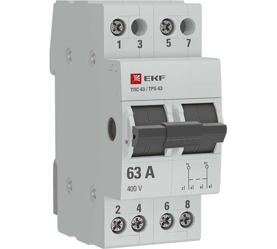 Изображение товара Трехпозиционный переключатель EKF ТПС-63 2P 63А PROxima TPS263