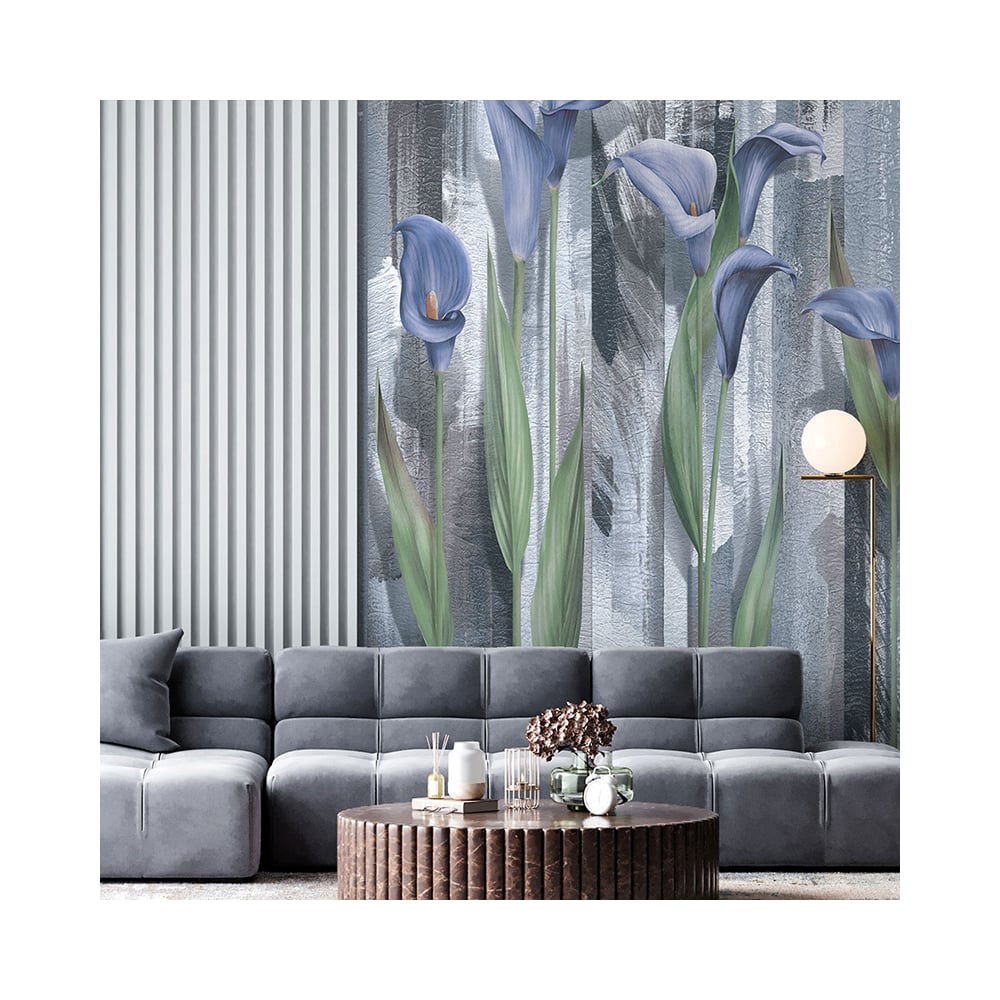 Изображение товара Фотообои голубые с рисунком ирисы 1.99x2.7 м флизелин повреждений