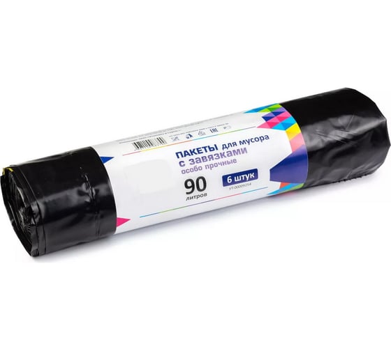 Изображение товара Пакеты для мусора 90 литров в рулоне, особо прочные, 75x85 см, 45 мкм, 6 шт Pro Legend PL5320