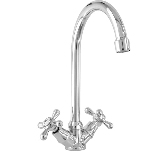 Изображение товара Cмеситель для мойки stOmegaPRO елочка, высокий излив,лат. 1/2 кер. арт. мах.крест 9310