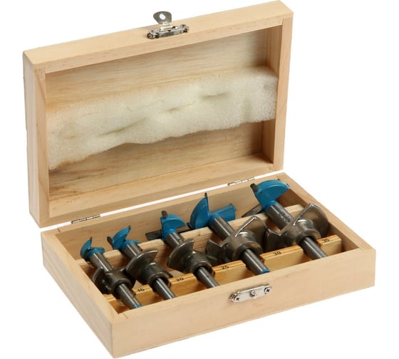 Изображение товара Набор сверл Форстнера регулируемая глубина, 15-20-25-30-35 мм ТУНДРА 9346669