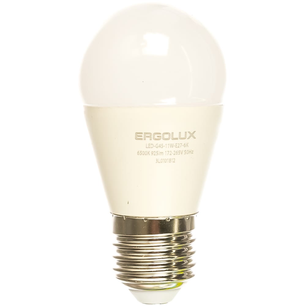 фото Электрическая светодиодная лампа ergolux led-g45-11w-e27-6k шар 11вт e27 6500k 13632