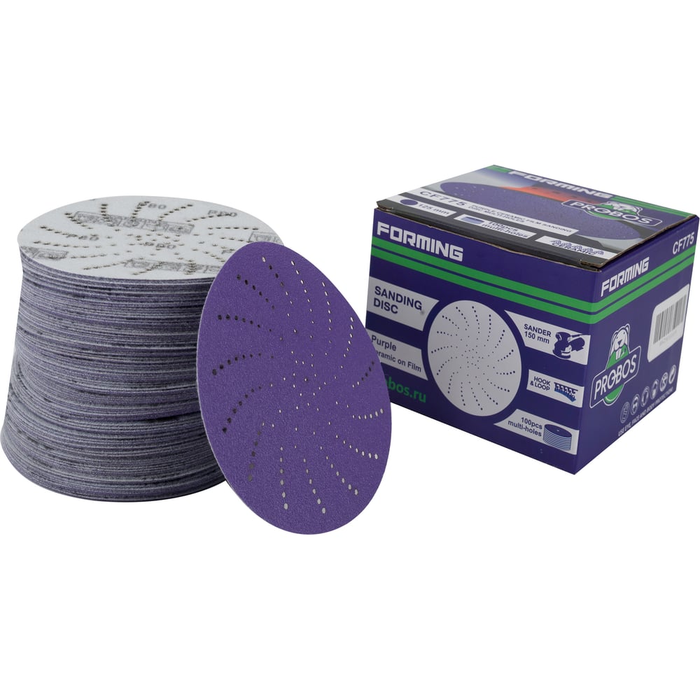 Изображение товара Круг шлифовальный Purple P80 с мультипылеотводом 125 мм, 100 шт PROBOS
