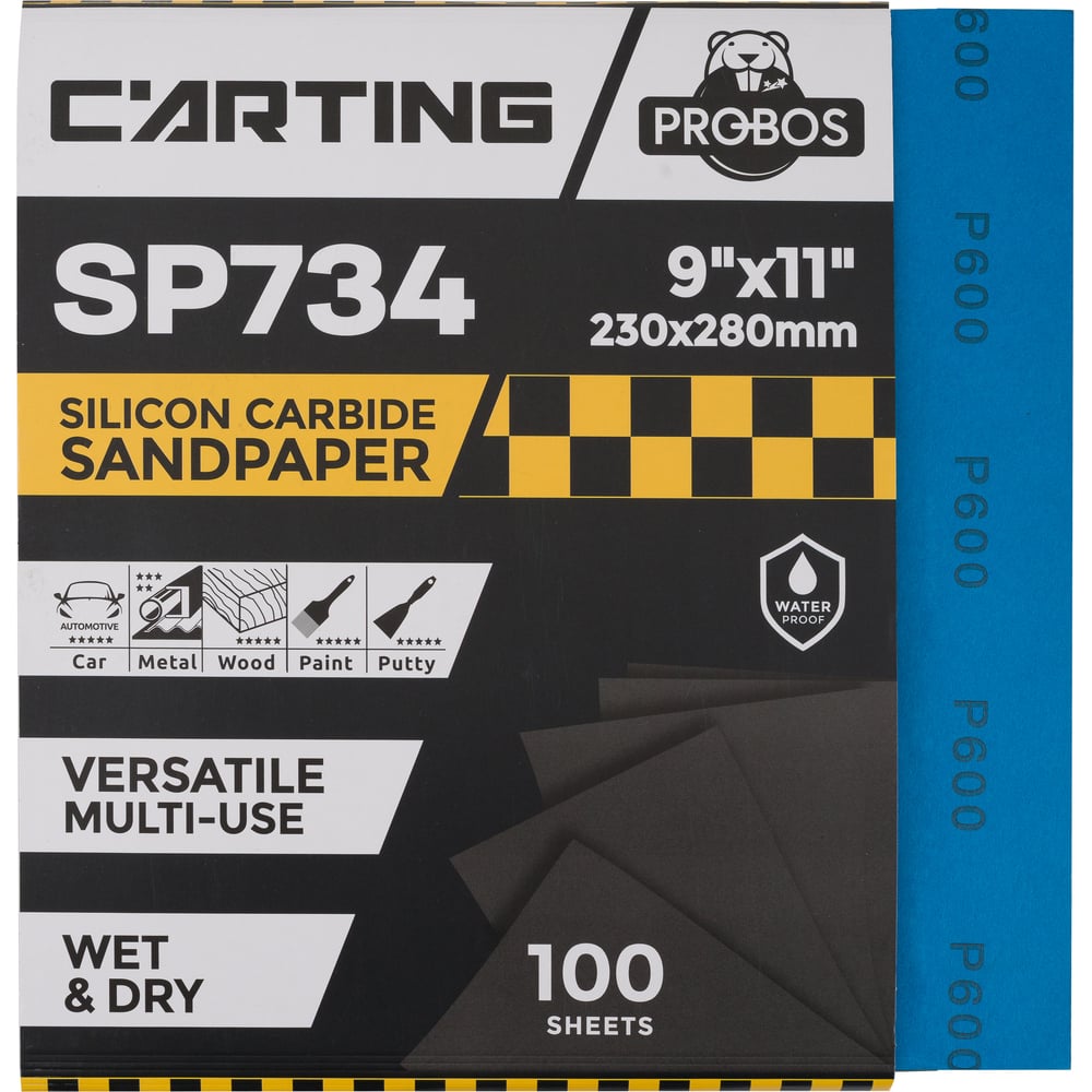 Изображение товара Бумага абразивная водостойкая Р600 230х280 мм 100 шт PROBOS SP734