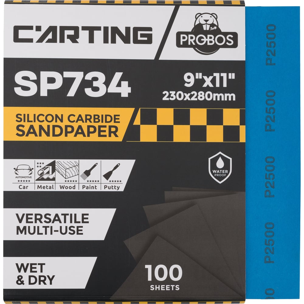 Изображение товара Абразивная водостойкая бумага Р2500 230х280 мм PROBOS SP734 100 шт