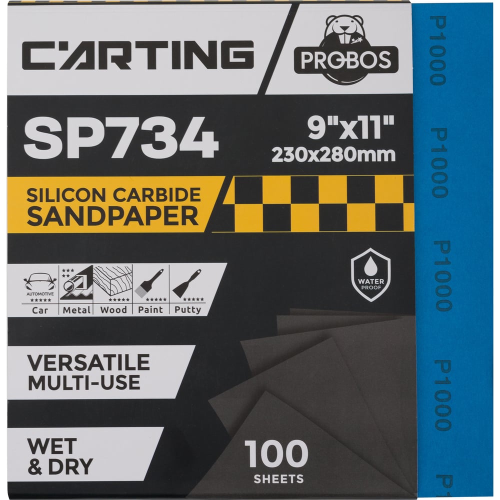 Изображение товара Абразивная водостойкая бумага Р1000 230х280 мм PROBOS SP734 100 шт